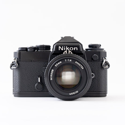 [Exc+5] Nikon FE Black 35mm SLR Film Camera + Ai NIKKOR 50mm f/1.4 Lens