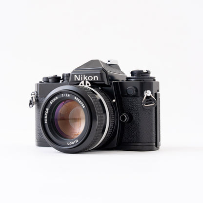 [Exc+5] Nikon FE Black 35mm SLR Film Camera + Ai NIKKOR 50mm f/1.4 Lens
