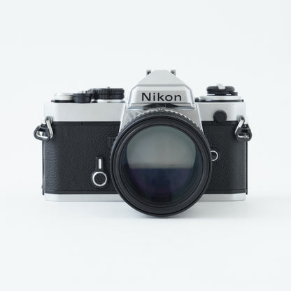 [Exc+5] Nikon FE Silver 35mm SLR Film Camera + Ai NIKKOR 135mm f/2.8