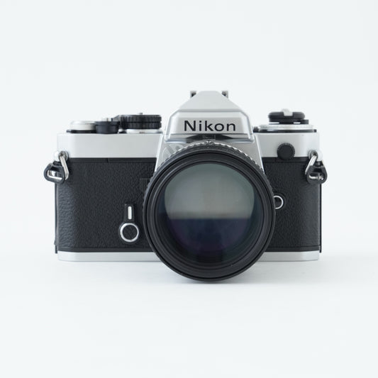 [Exc+5] Nikon FE Silver 35mm SLR Film Camera + Ai NIKKOR 135mm f/2.8