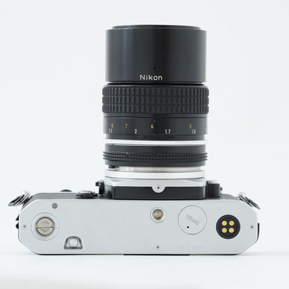 [Exc+5] Nikon FE Silver 35mm SLR Film Camera + Ai NIKKOR 135mm f/2.8